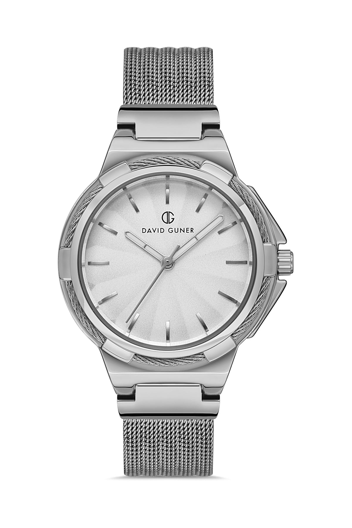 DAVID GUNER GÜMÜŞ KAPLAMALI BEYAZ KADRANLI KADIN KOL SAATİ DG-8260LC-A1