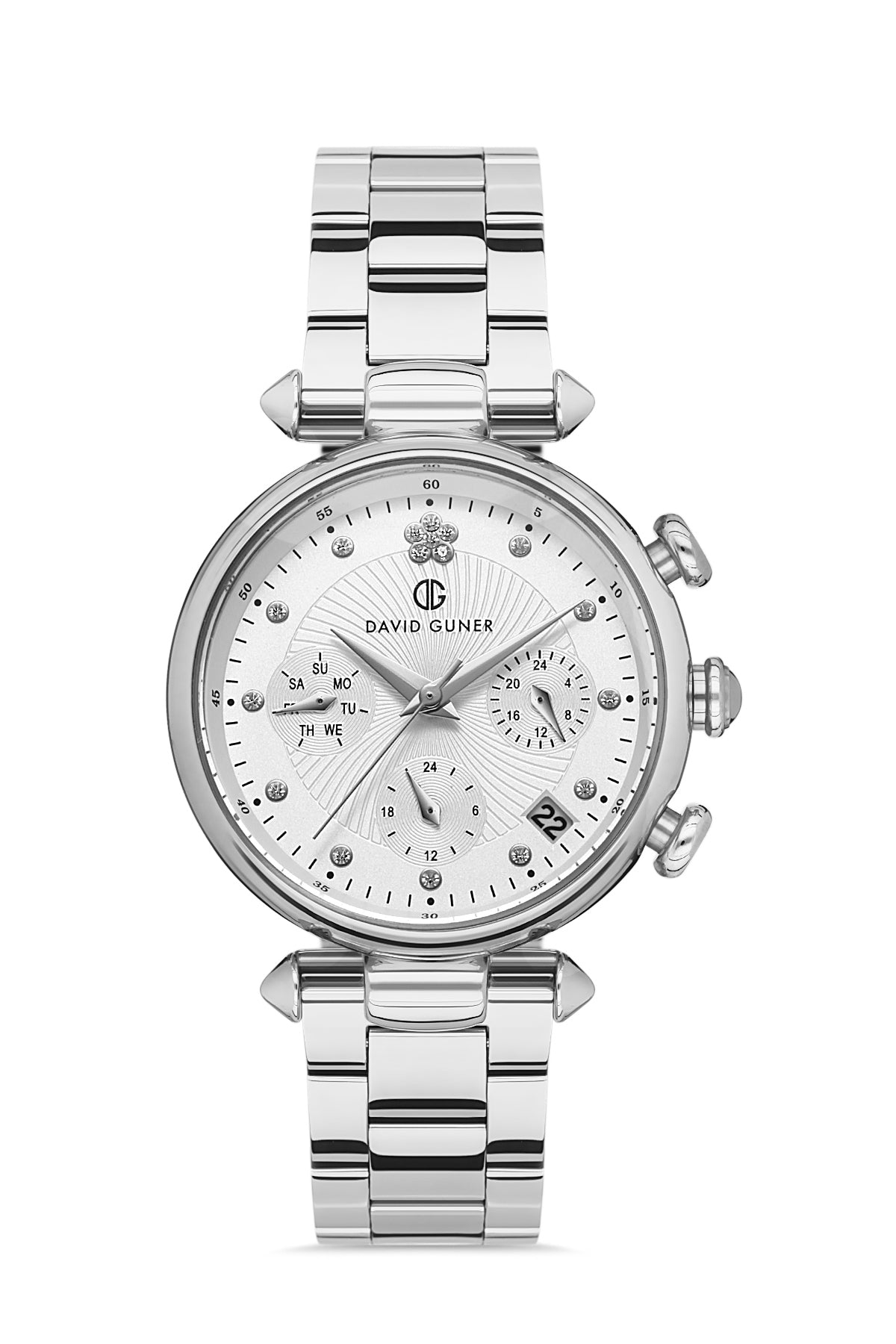 DAVID GUNER GÜMÜŞ KAPLAMALI BEYAZ KADRANLI KADIN KOL SAATİ DG-8298LA-A1