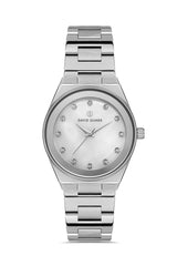 DAVID GUNER Gümüş Kaplama Gümüş Kadranlı Paslanmaz Masif Çelik Kordonlu Kadın Kol Saati - DG-8372LA-A1