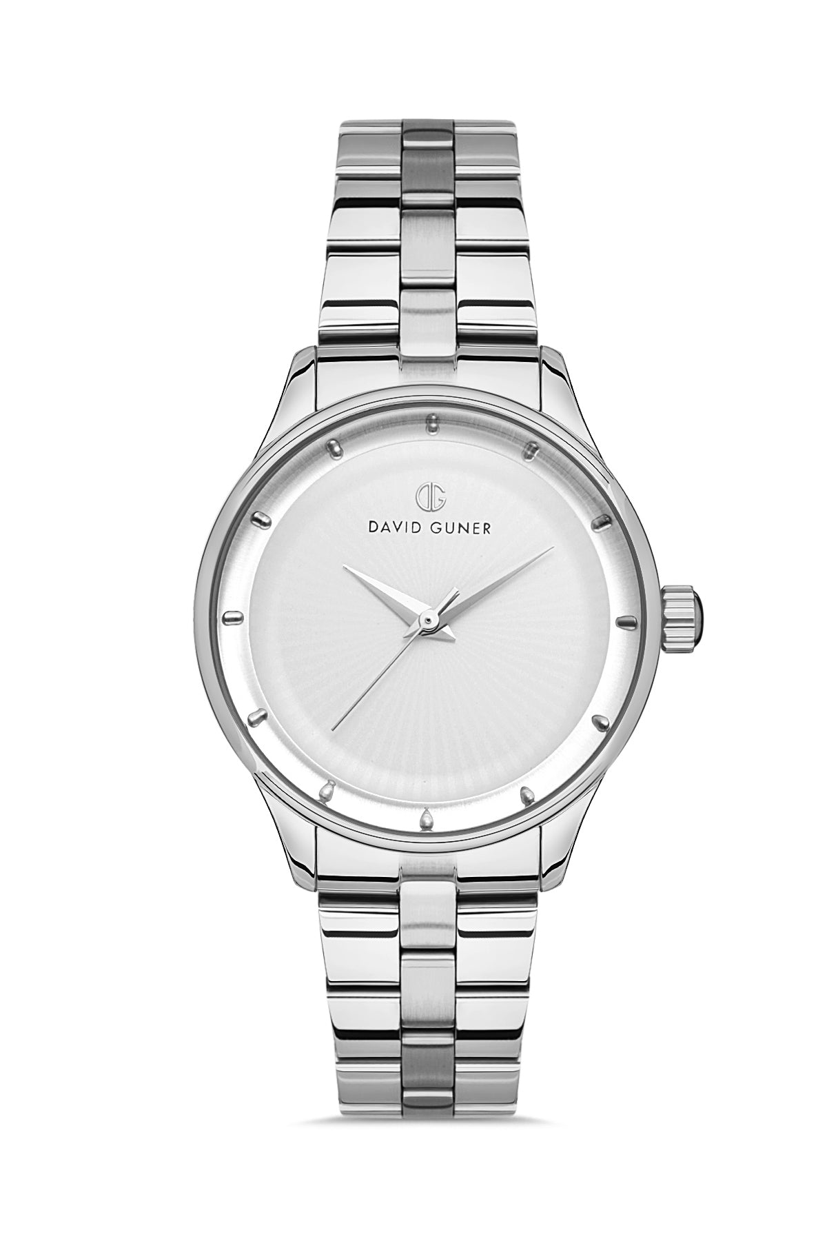 DAVID GUNER GÜMÜŞ KAPLAMALI BEYAZ KADRANLI KADIN KOL SAATİ DG-8397LA-A1