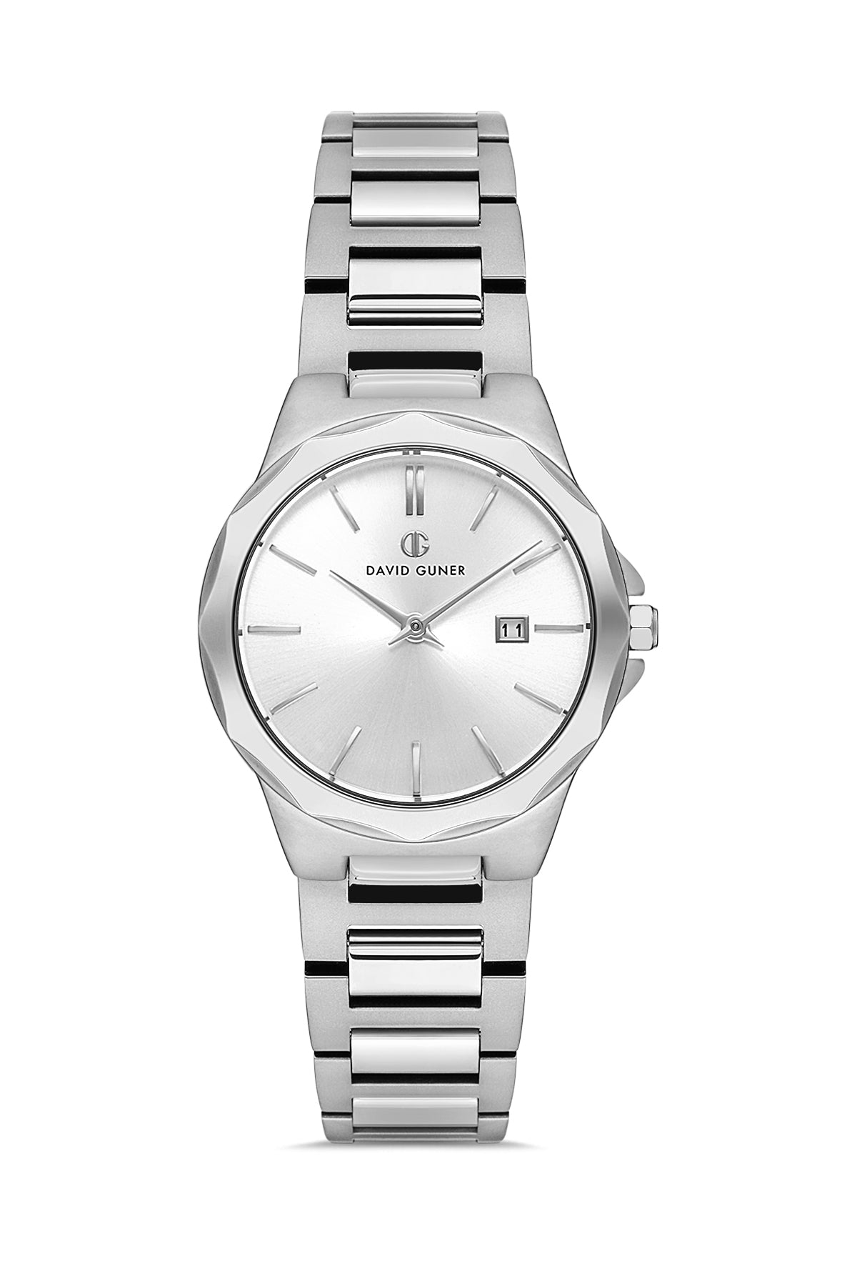 DAVID GUNER Gümüş Kaplama Beyaz Kadranlı Paslanmaz Masif Çelik Kordonlu Kadın Kol Saati - DG-8421LA-A1