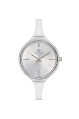 DAVID GUNER Gümüş Renk Kaplamalı Beyaz Silikon Kordonlu Kadın Kol Saati - DG-8605LD-A1