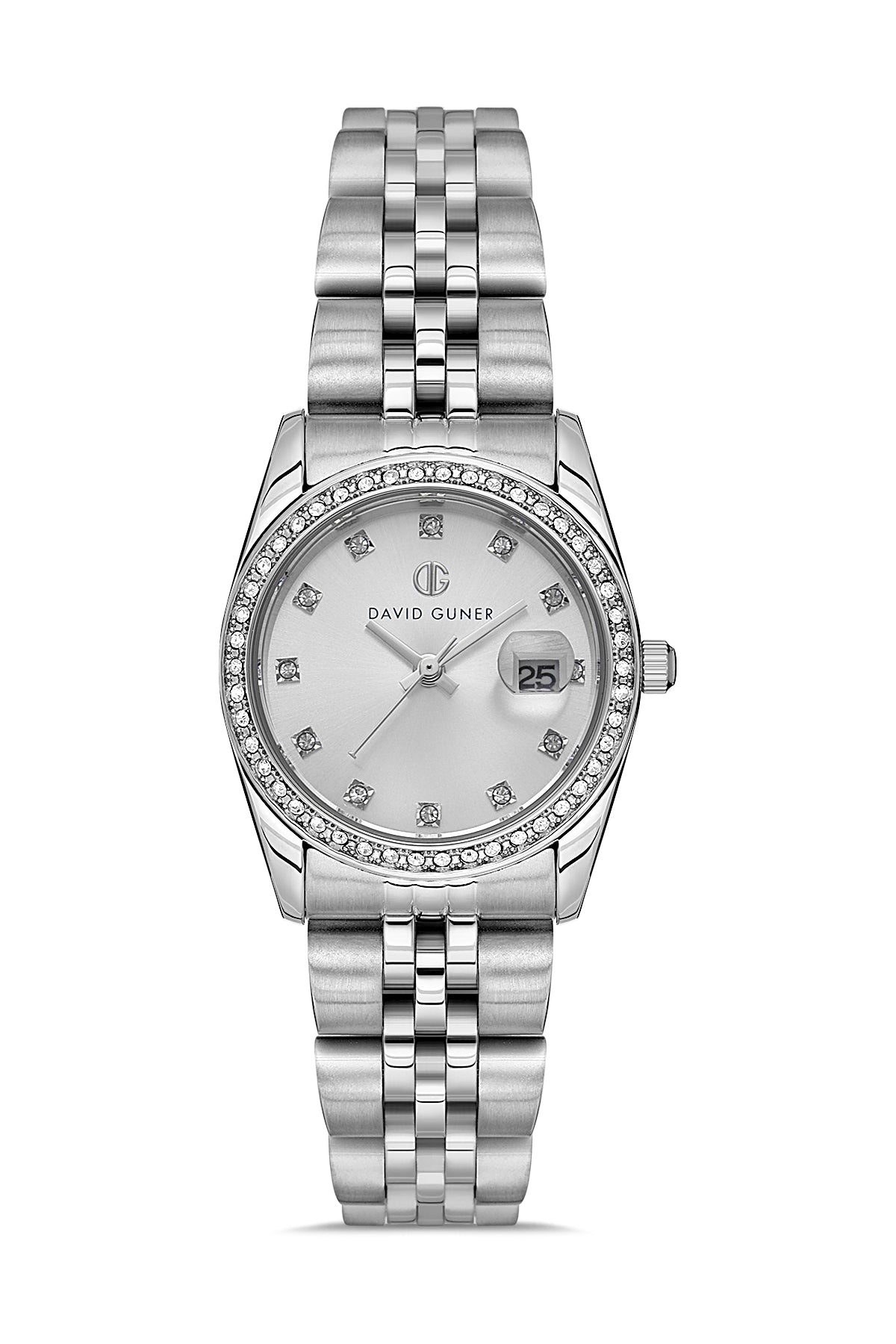 DAVID GUNER GÜMÜŞ KAPLAMALI BEYAZ KADRANLI KADIN KOL SAATİ DG-8635LA-A1