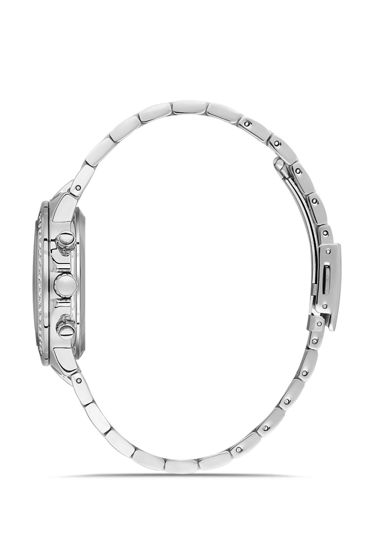 DAVID GUNER Gümüş Kadranlı Taşlı Multi Fonksiyon Paslanmaz Çelik Kadın Kol Saati - DG-8691LA-A1