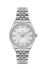 DAVID GUNER GÜMÜŞ KAPLAMALI BEYAZ KADRANLI KADIN KOL SAATİ DG-8695LA-A1