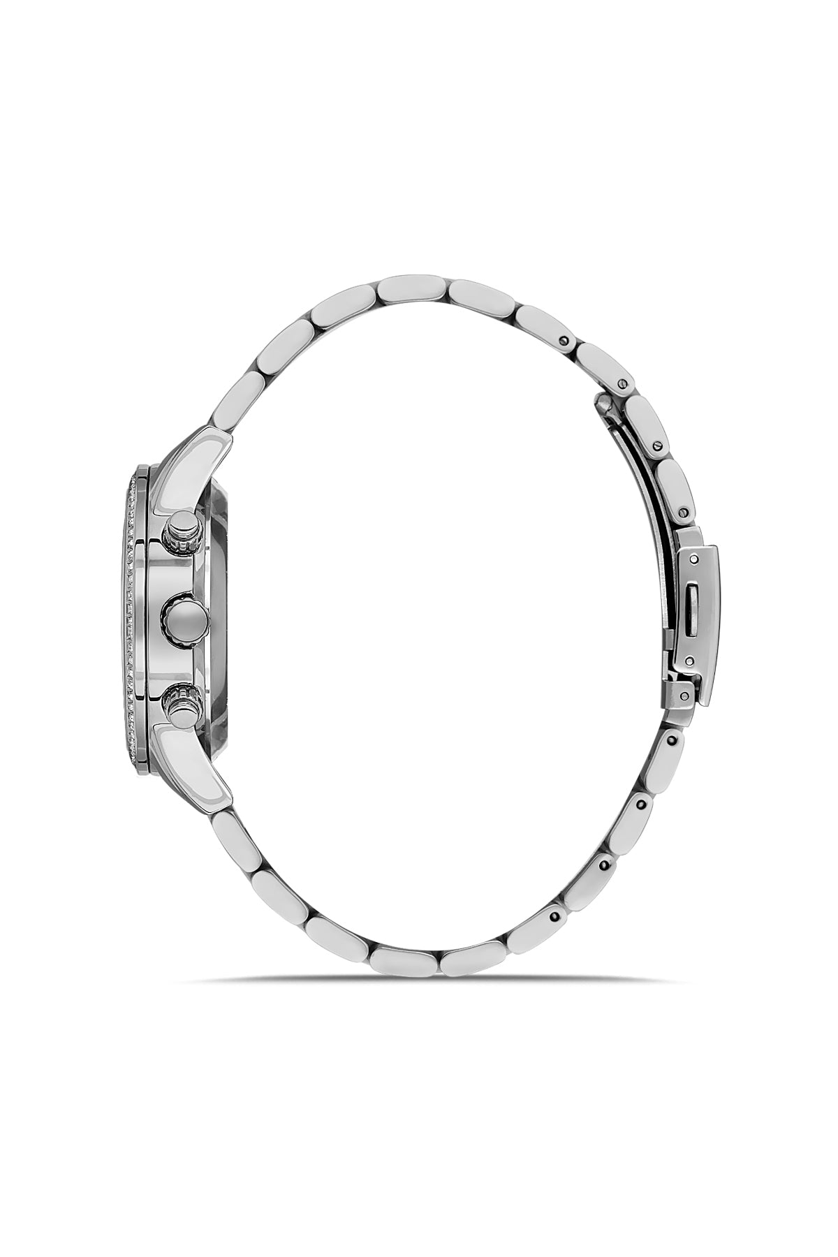 DAVID GUNER Gümüş Kadranlı Gümüş Kaplama Paslanmaz Masif Çelik Kordonlu Multi Fonksiyonlu Kadın Kol Saati