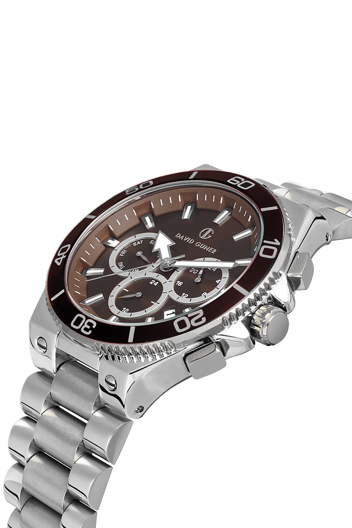 DAVID GUNER GÜMÜŞ KAPLAMALI BORDO KADRANLI ERKEK KOL SAATİ DG-8654GA-A8