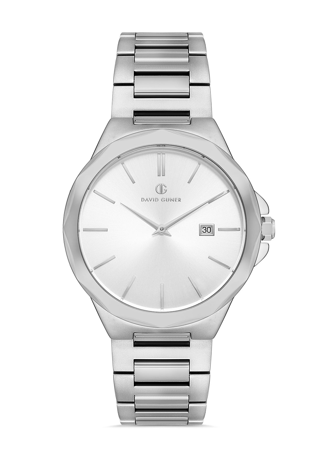 DAVID GUNER Silver Plating Men's Watch with Silver Dial Calendar