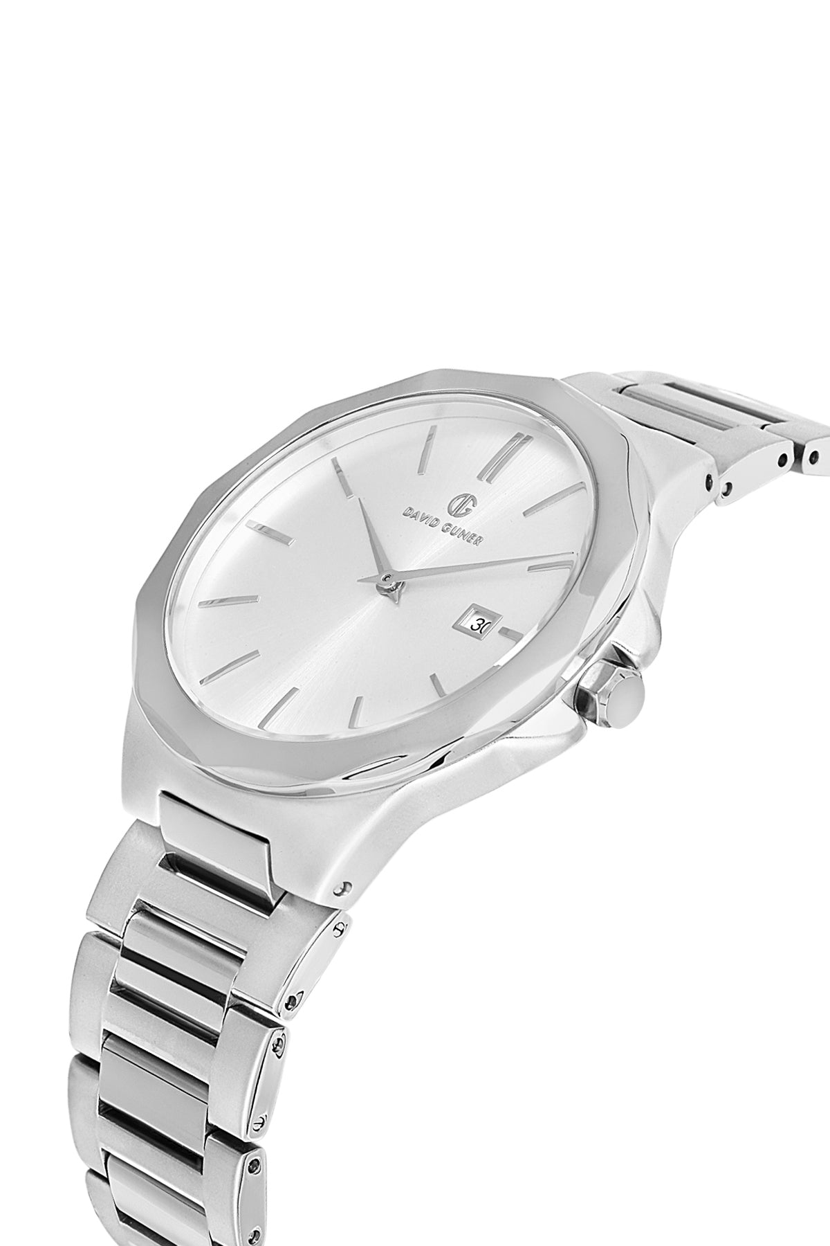DAVID GUNER Silver Plating Men's Watch with Silver Dial Calendar