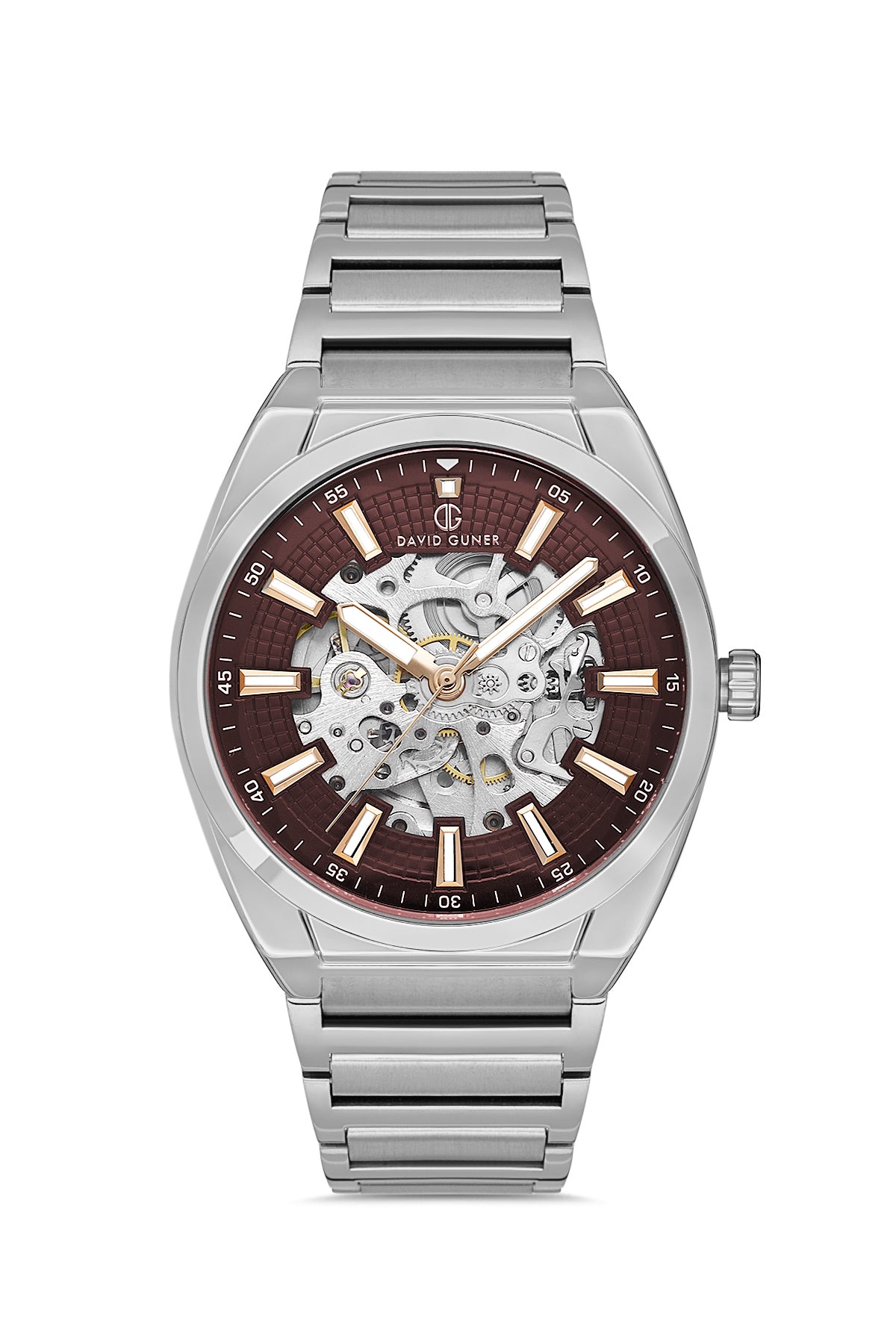 DAVID GUNER GÜMÜŞ KAPLAMALI KAHVERENGİ KADRANLI ERKEK KOL SAATİ DG-8653GA-A6