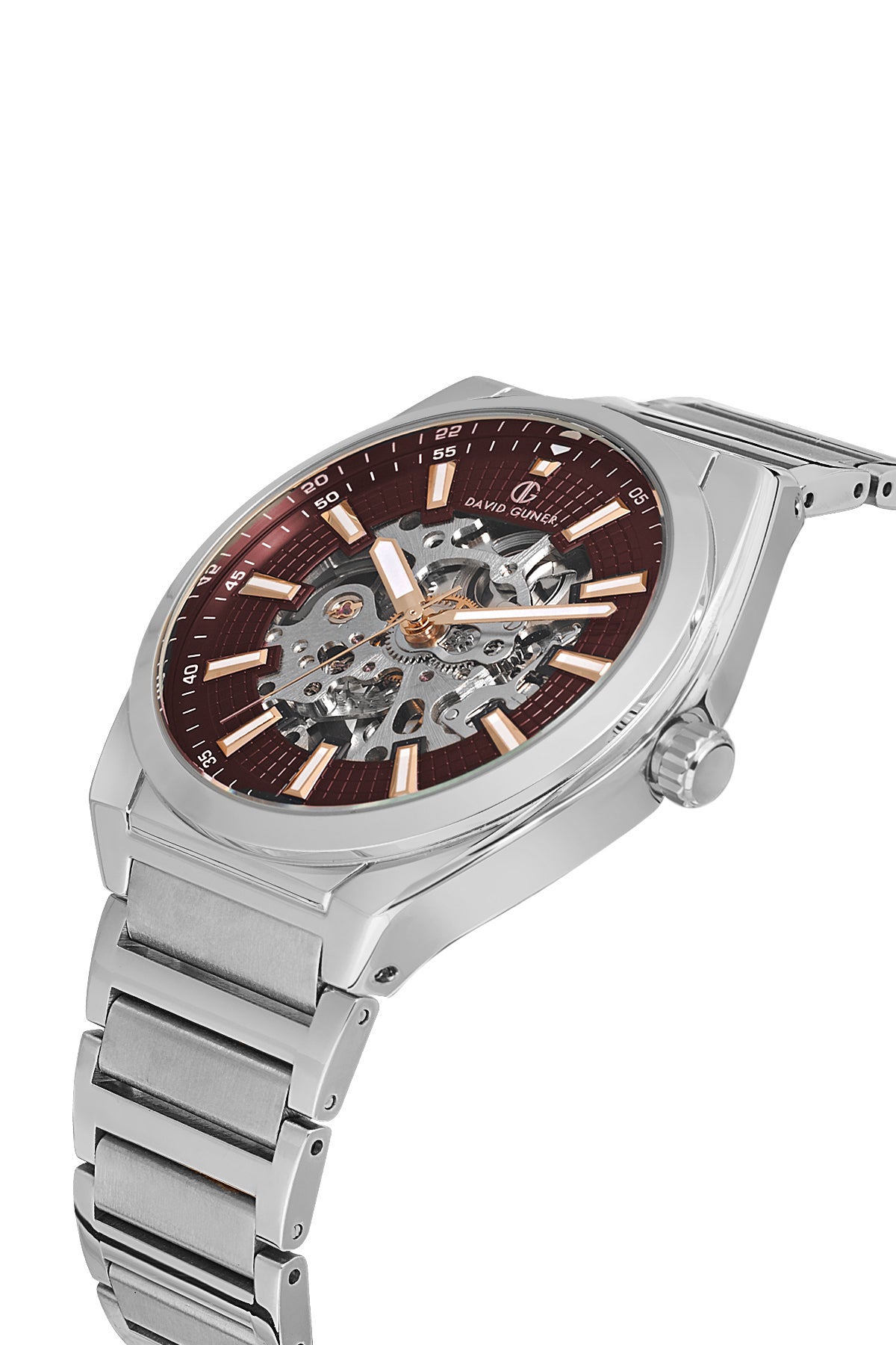 DAVID GUNER GÜMÜŞ KAPLAMALI KAHVERENGİ KADRANLI ERKEK KOL SAATİ DG-8653GA-A6