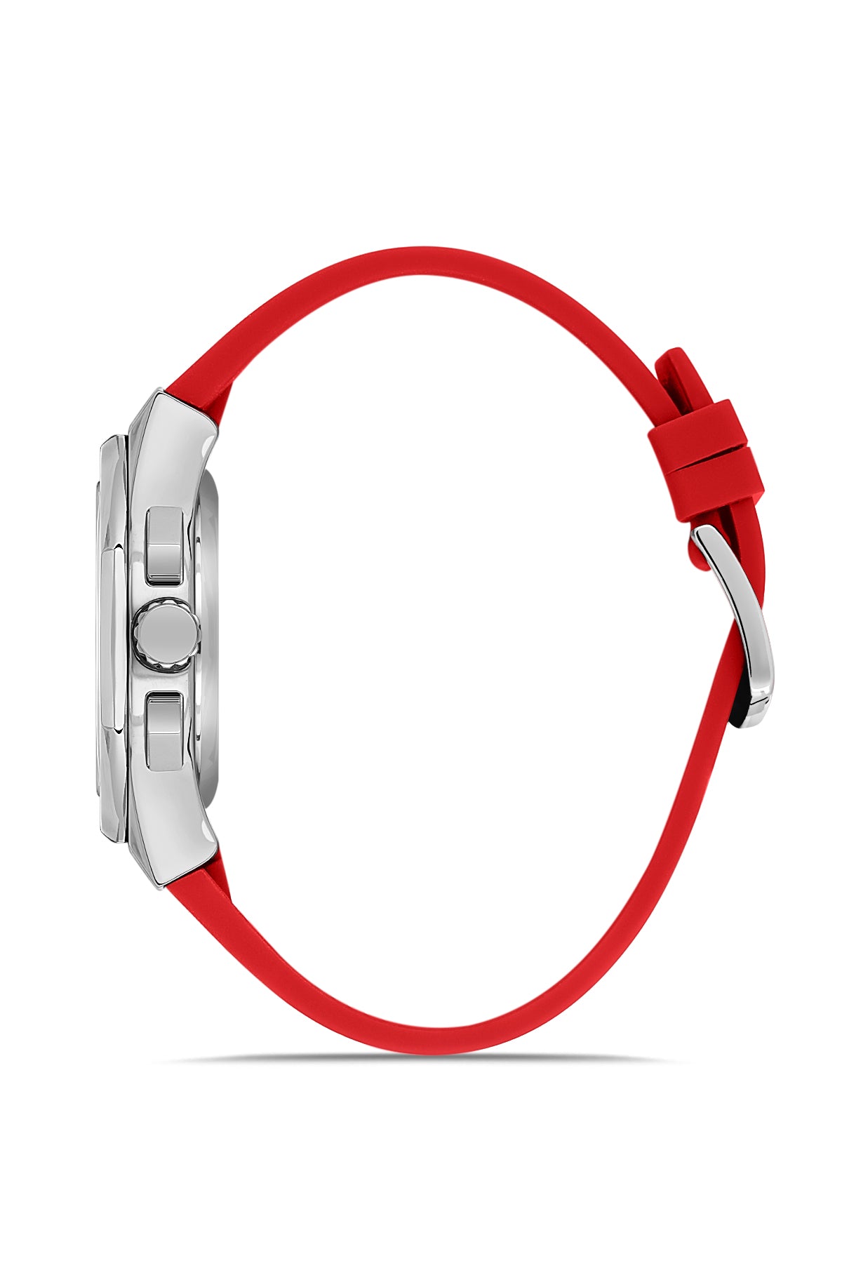 DAVID GUNER Gümüş Kaplama Kırmızı Kadranlı Multi Fonksiyonlu Erkek Kol Saati