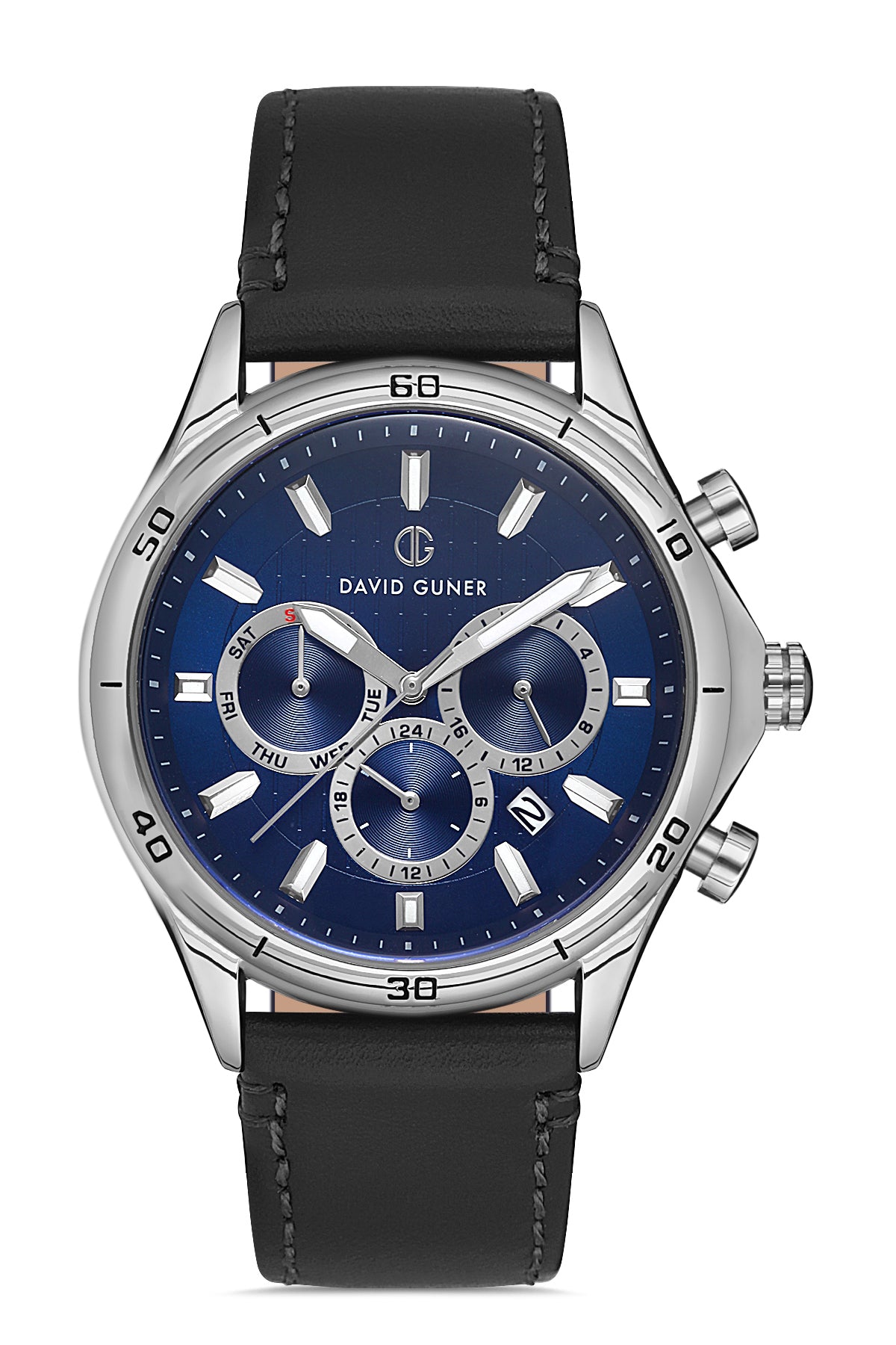 DAVID GUNER GÜMÜŞ KAPLAMALI MAVİ KADRANLI ERKEK KOL SAATİ DG-8036GB-J3