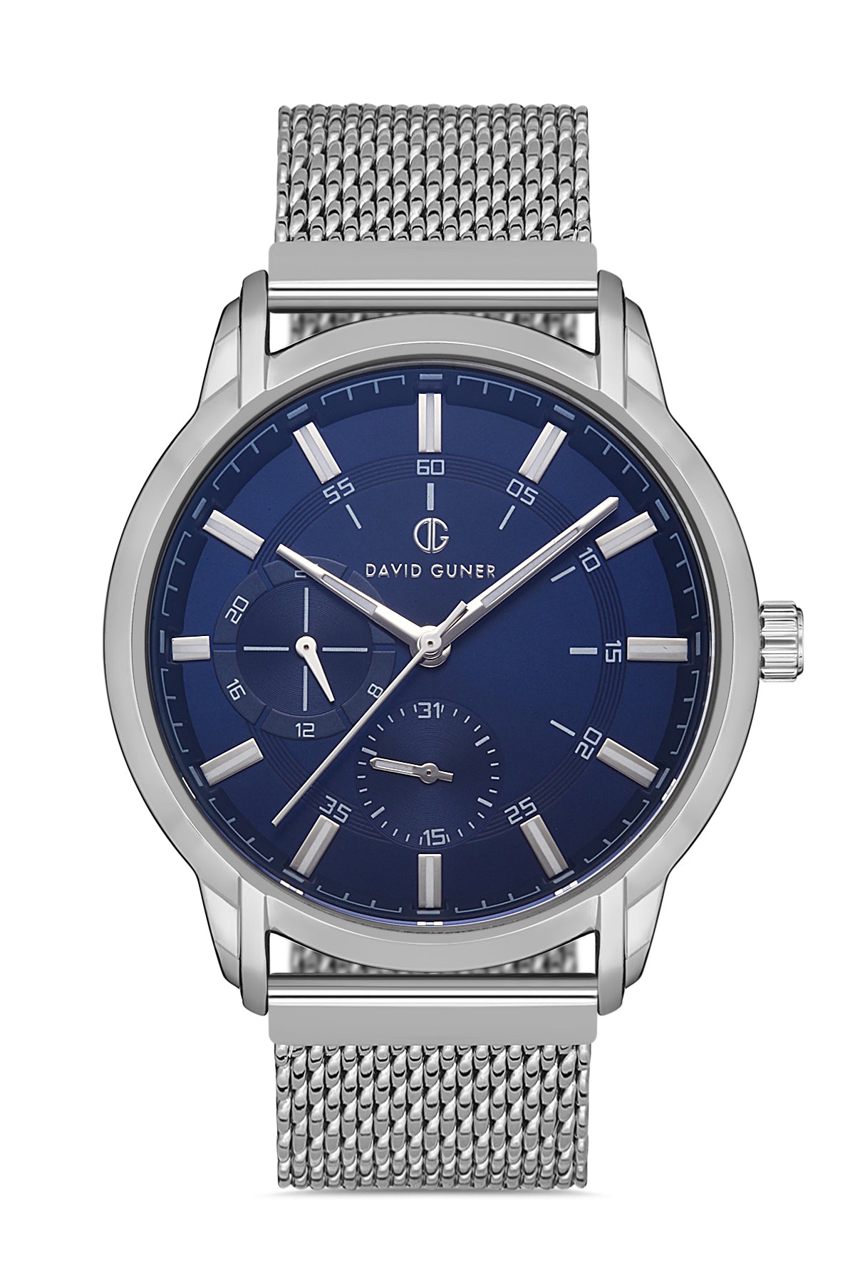 DAVID GUNER GÜMÜŞ KAPLAMALI MAVİ KADRANLI ERKEK KOL SAATİ DG-8212GC-A3