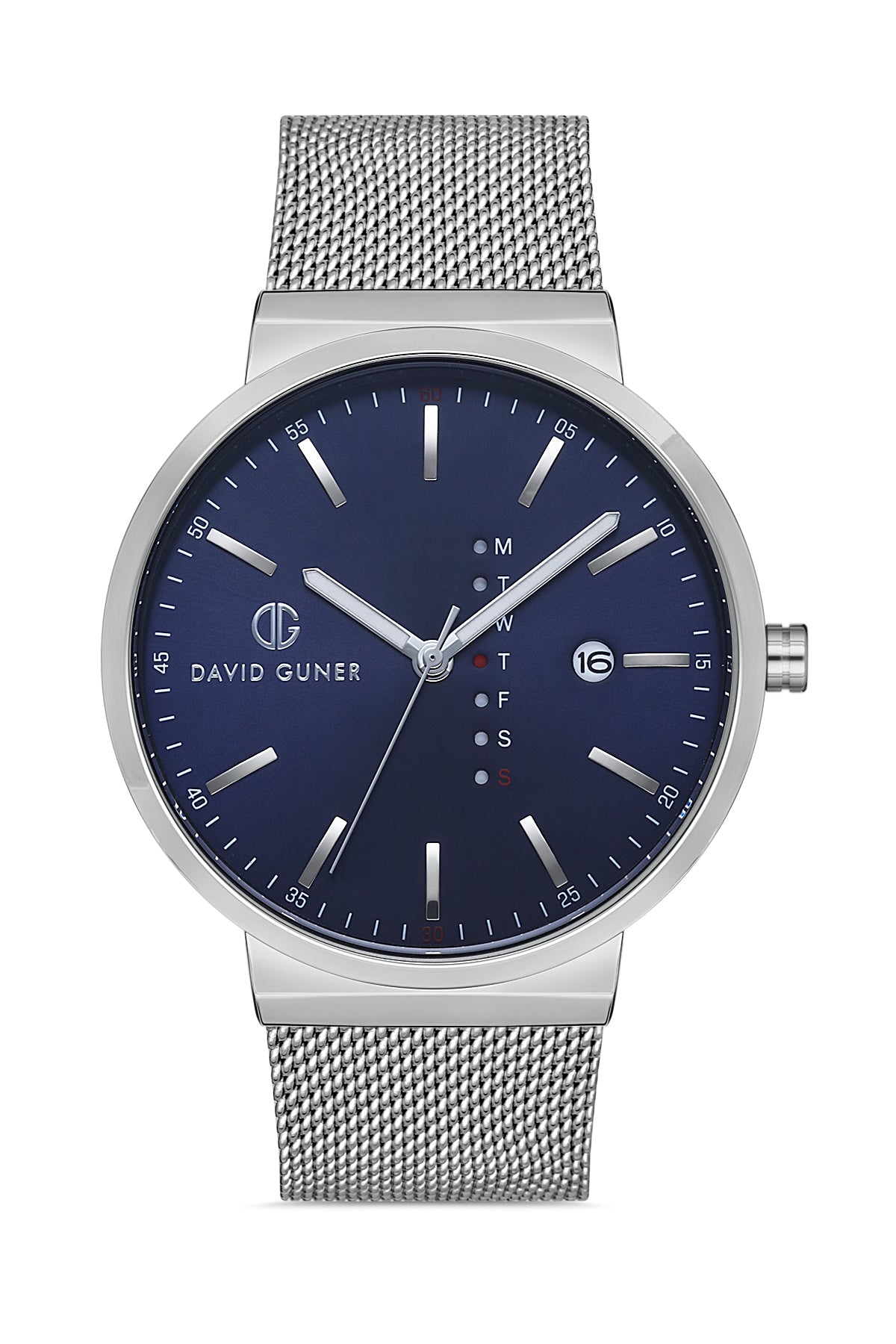 DAVID GUNER GÜMÜŞ KAPLAMALI MAVİ KADRANLI ERKEK KOL SAATİ - DG-8240GC-A3