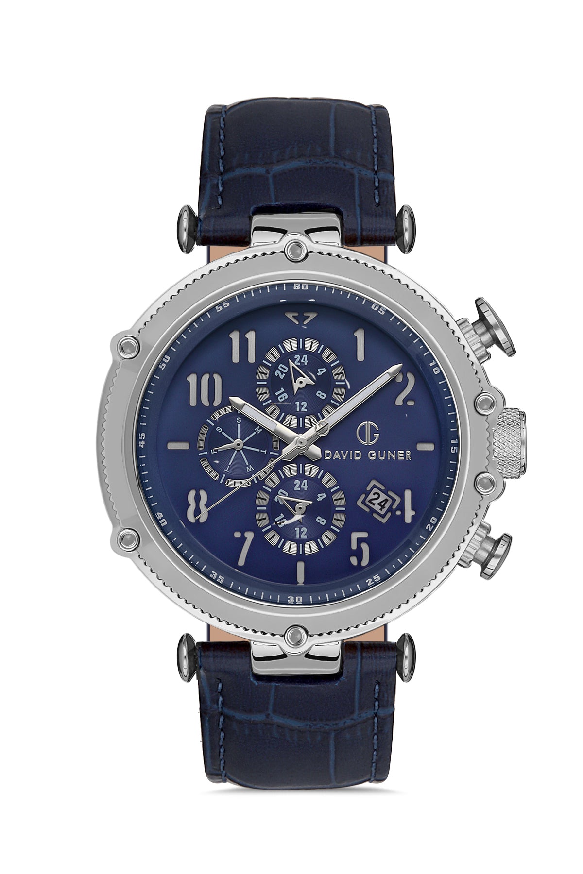 DAVID GUNER GÜMÜŞ KAPLAMALI MAVİ KADRANLI ERKEK KOL SAATİ DG-8247GB-L3