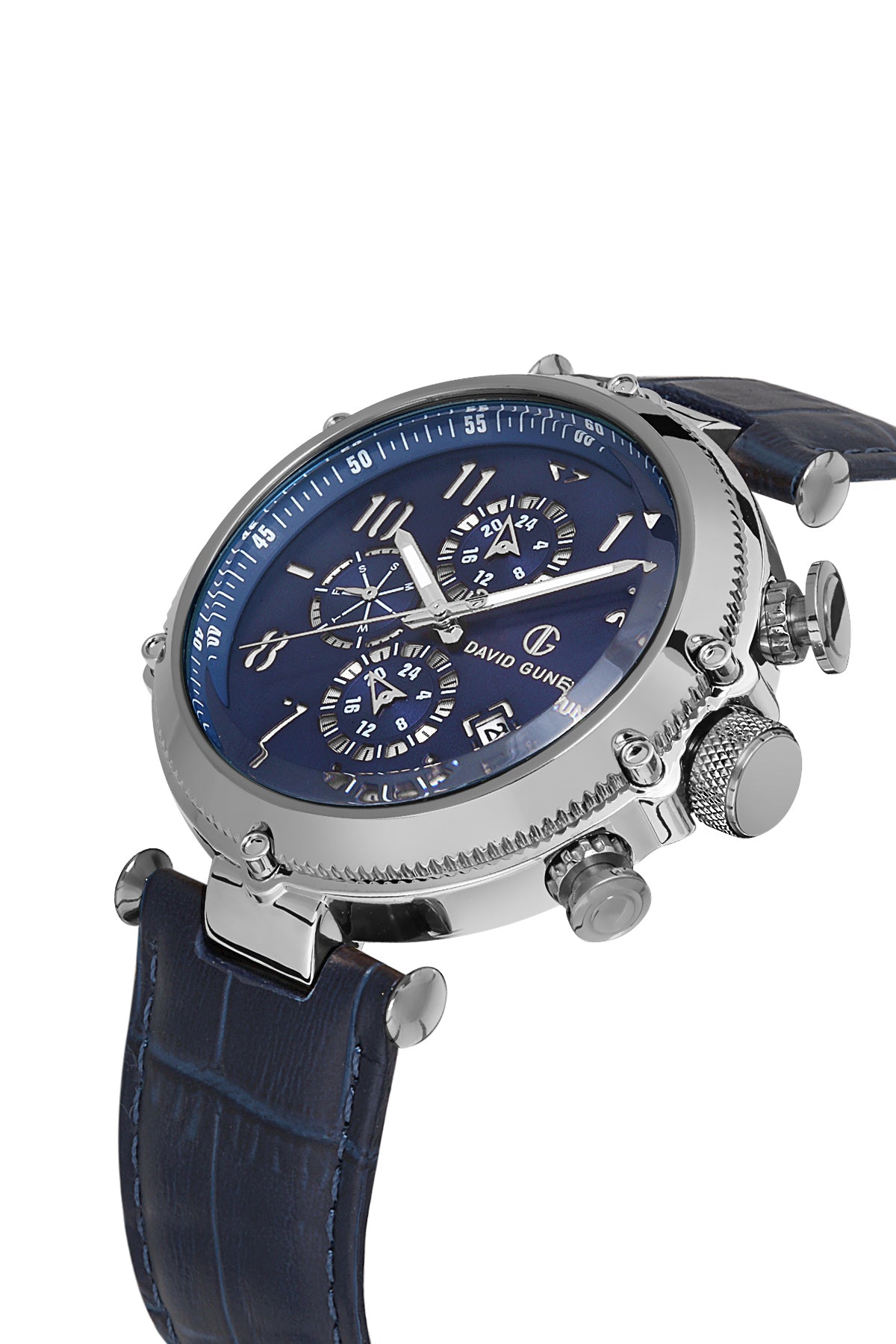 DAVID GUNER GÜMÜŞ KAPLAMALI MAVİ KADRANLI ERKEK KOL SAATİ DG-8247GB-L3