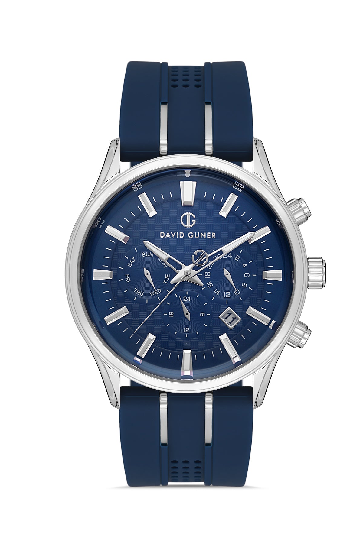 DAVID GUNER Men's Watch with Dark Blue Dial and Silicone Band