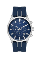 DAVID GUNER Men's Watch with Dark Blue Dial and Silicone Band
