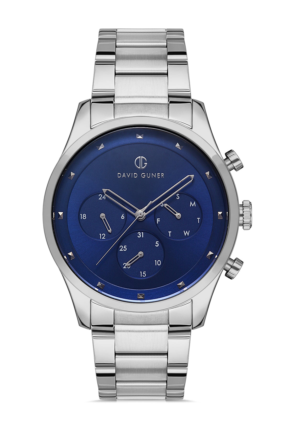 DAVID GUNER GÜMÜŞ KAPLAMALI MAVİ KADRANLI ERKEK KOL SAATİ DG-8296GA-A3