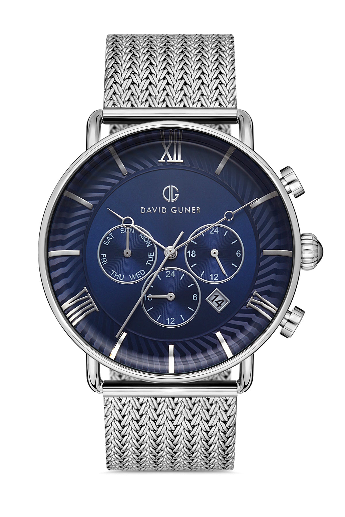 DAVID GUNER GÜMÜŞ KAPLAMALI MAVİ KADRANLI ERKEK KOL SAATİ DG-8297GC-A3