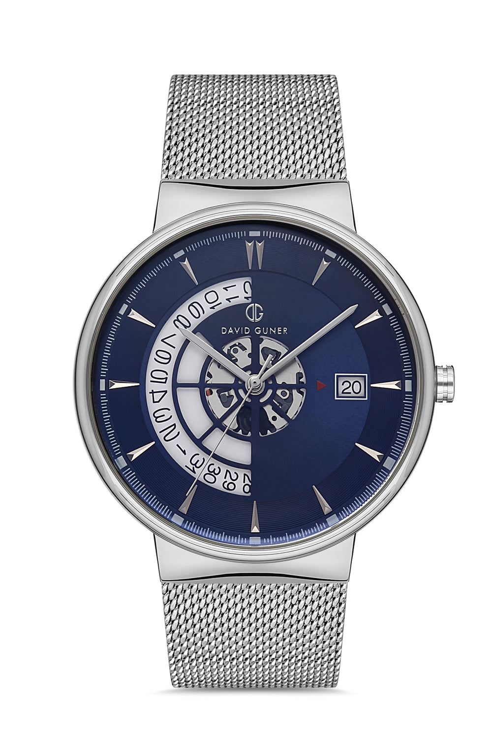 DAVID GUNER Erkek Kol Saati Mavi Kadran Gümüş Kasa DG-8309GC-A3