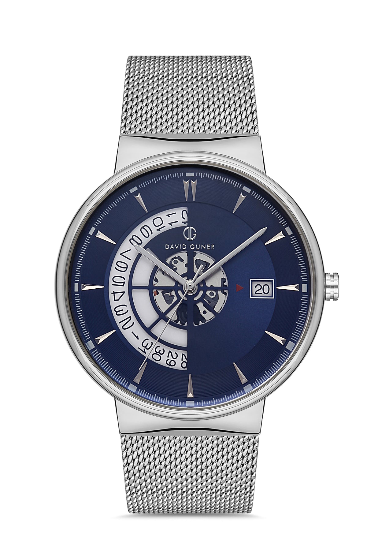 DAVID GUNER GÜMÜŞ KAPLAMALI MAVİ KADRANLI ERKEK KOL SAATİ DG-8309GC-A3
