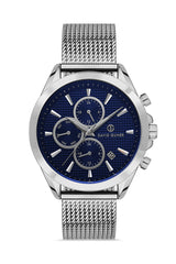 DAVID GUNER GÜMÜŞ KAPLAMALI MAVİ KADRANLI ERKEK KOL SAATİ - DG-8323GC-A3