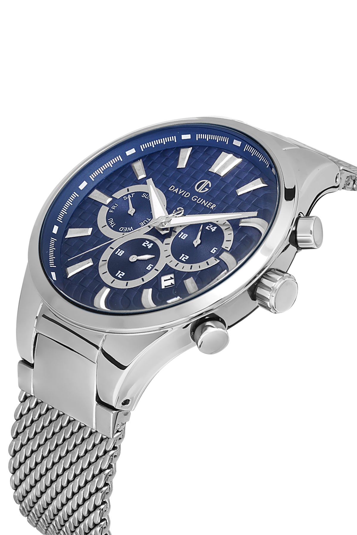 DAVID GUNER GÜMÜŞ KAPLAMALI MAVİ KADRANLI ERKEK KOL SAATİ - DG-8343GC-A3