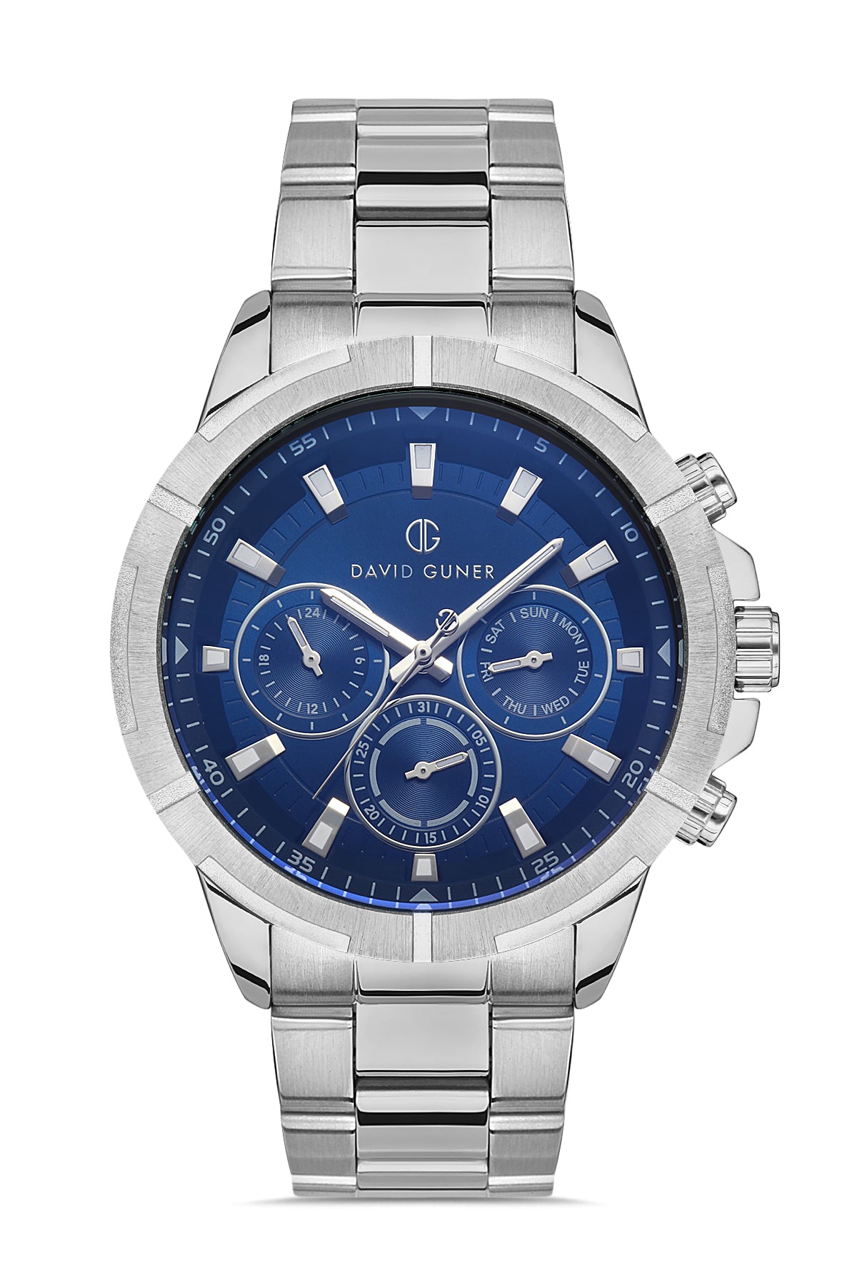DAVID GUNER GÜMÜŞ KAPLAMALI MAVİ KADRANLI ERKEK KOL SAATİ DG-8357GA-A3