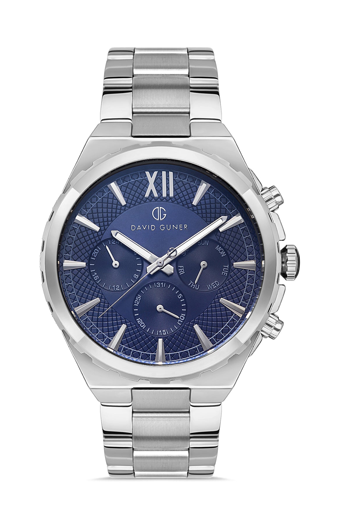 DAVID GUNER GÜMÜŞ KAPLAMALI MAVİ KADRANLI ERKEK KOL SAATİ DG-8410GA-A3