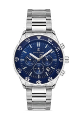 DAVID GUNER Gümüş Kaplamalı Mavi Kadranlı Erkek Kol Saati - DG-8427GA-A3