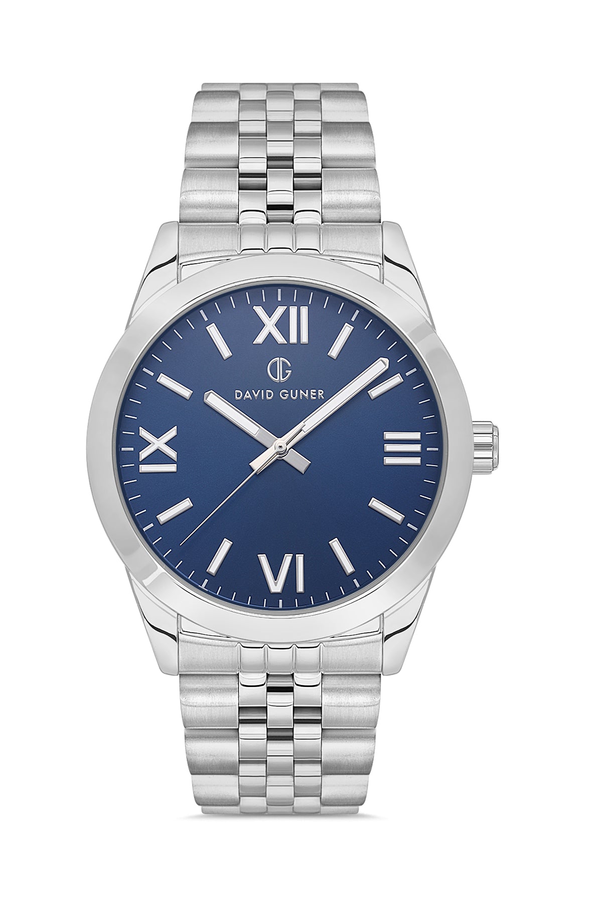 DAVID GUNER Gümüş Kaplamalı Mavi Kadranlı Erkek Kol Saati - DG-8502GA-A3