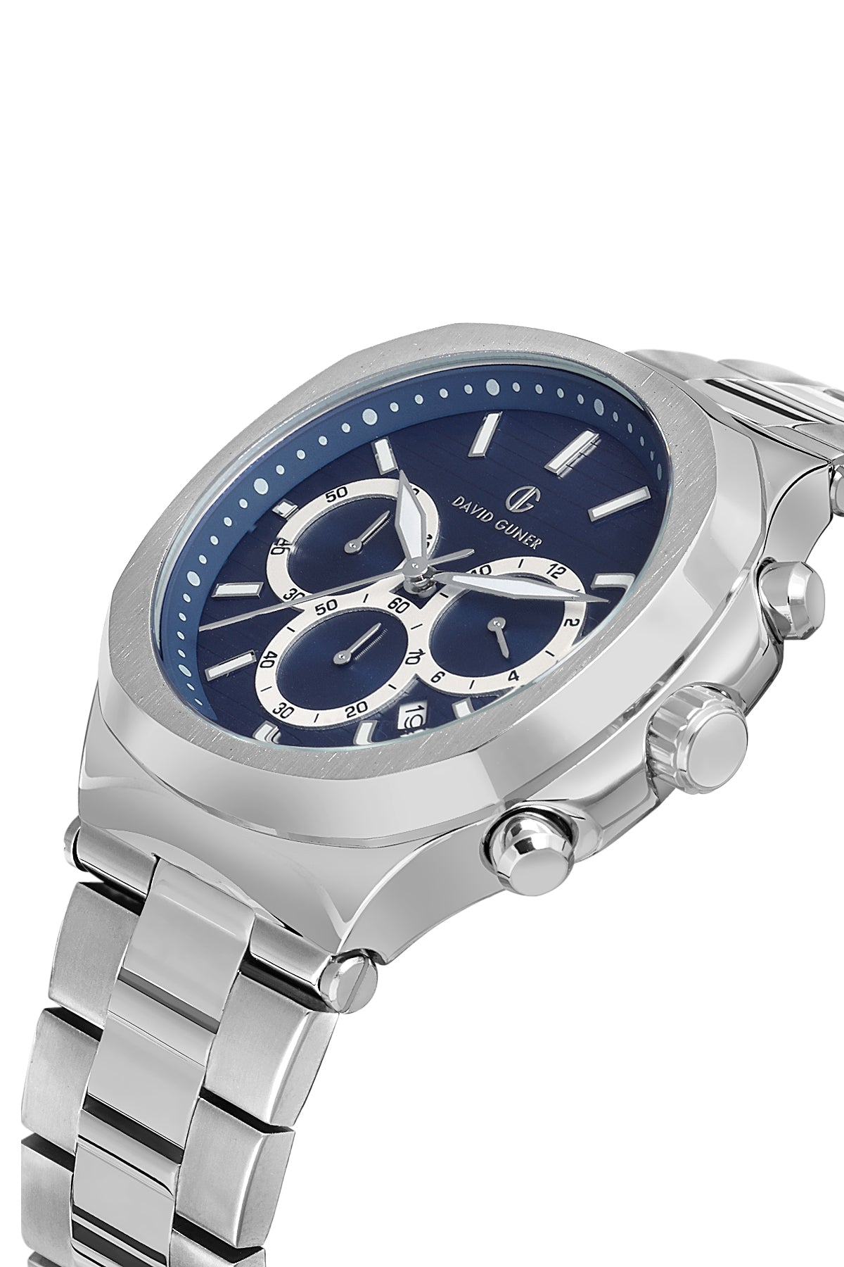 DAVID GUNER Lacivert Kadranlı Gümüş Paslanmaz Masif Çelik Erkek Kol Saati - DG-8522GA-A3