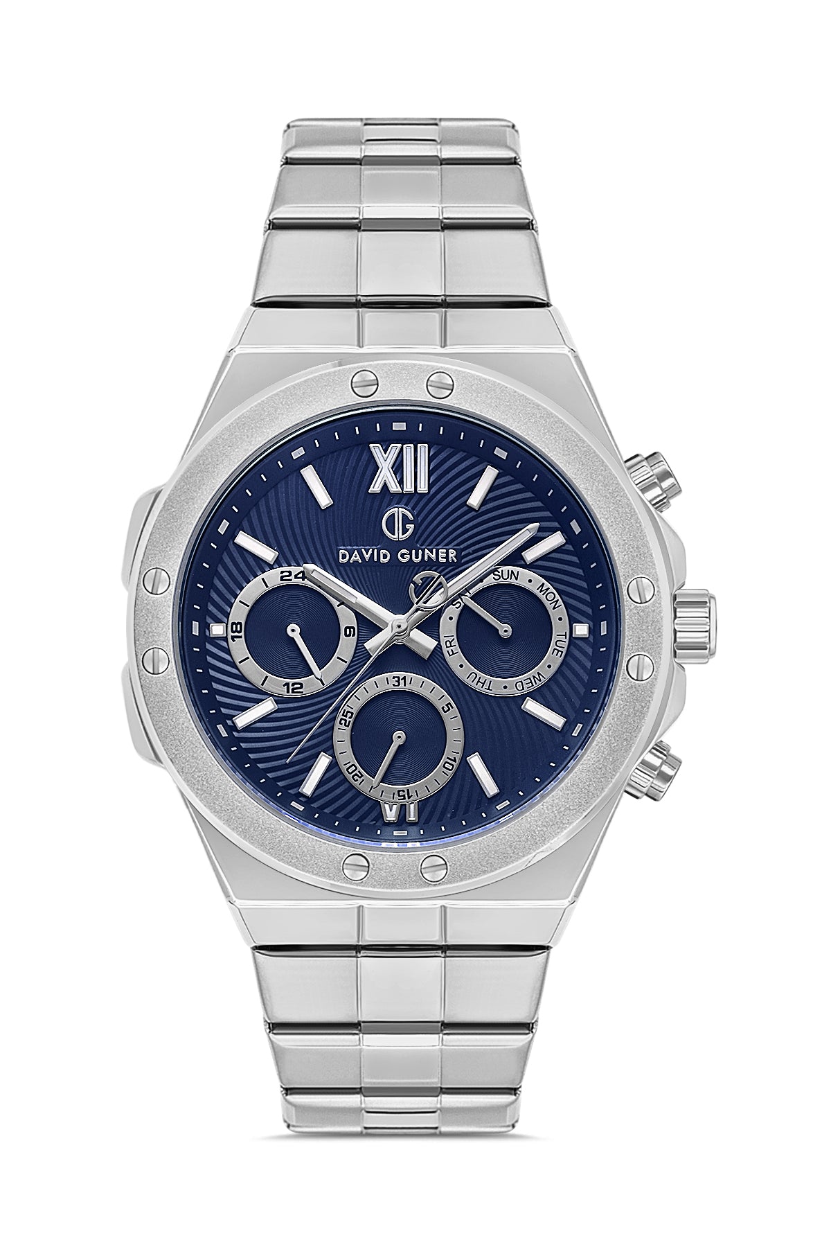 DAVID GUNER GÜMÜŞ KAPLAMALI MAVİ KADRANLI ERKEK KOL SAATİ DG-8607GA-A3
