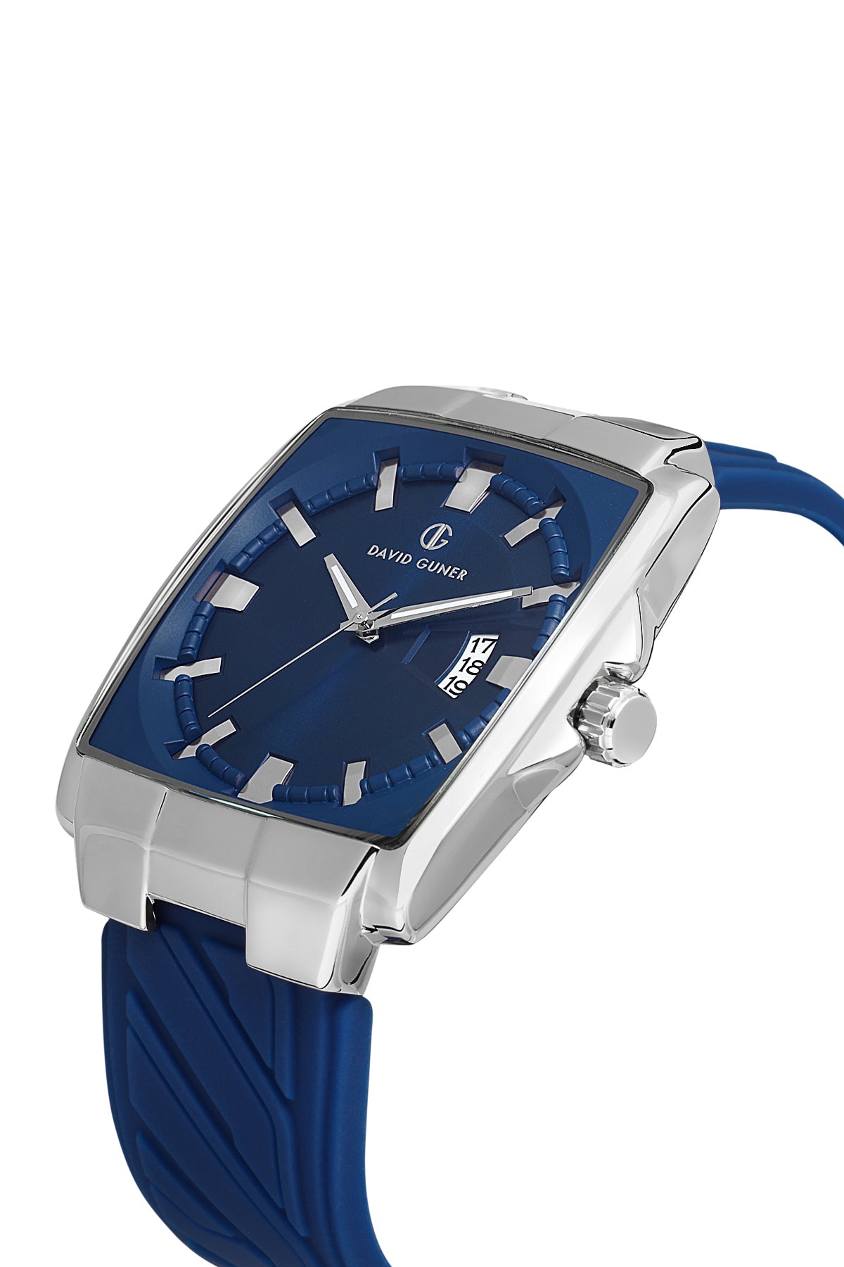 DAVID GUNER Gümüş Kaplamalı Mavi Kadranlı Erkek Kol Saati - DG-8622GD-L3