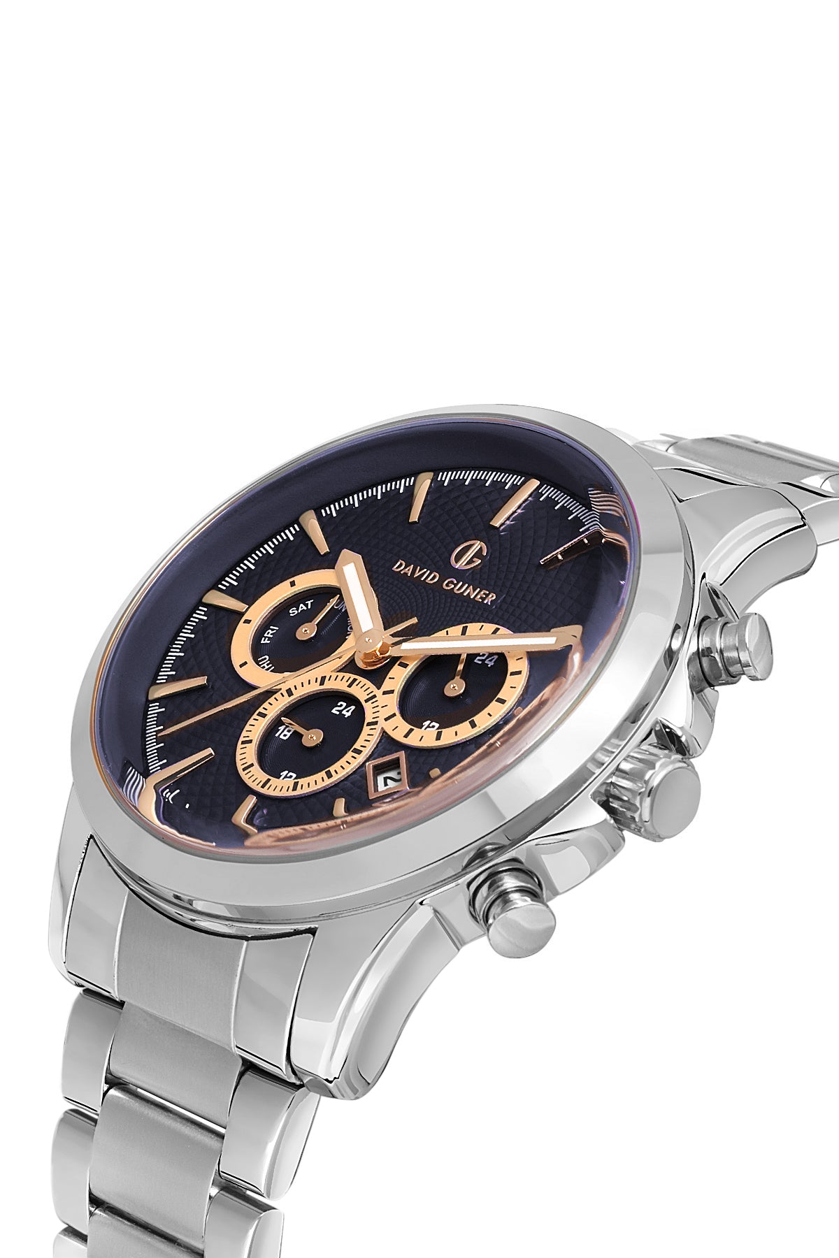 DAVID GUNER GÜMÜŞ KAPLAMALI MAVİ KADRANLI ERKEK KOL SAATİ DG-8649GA-A3A