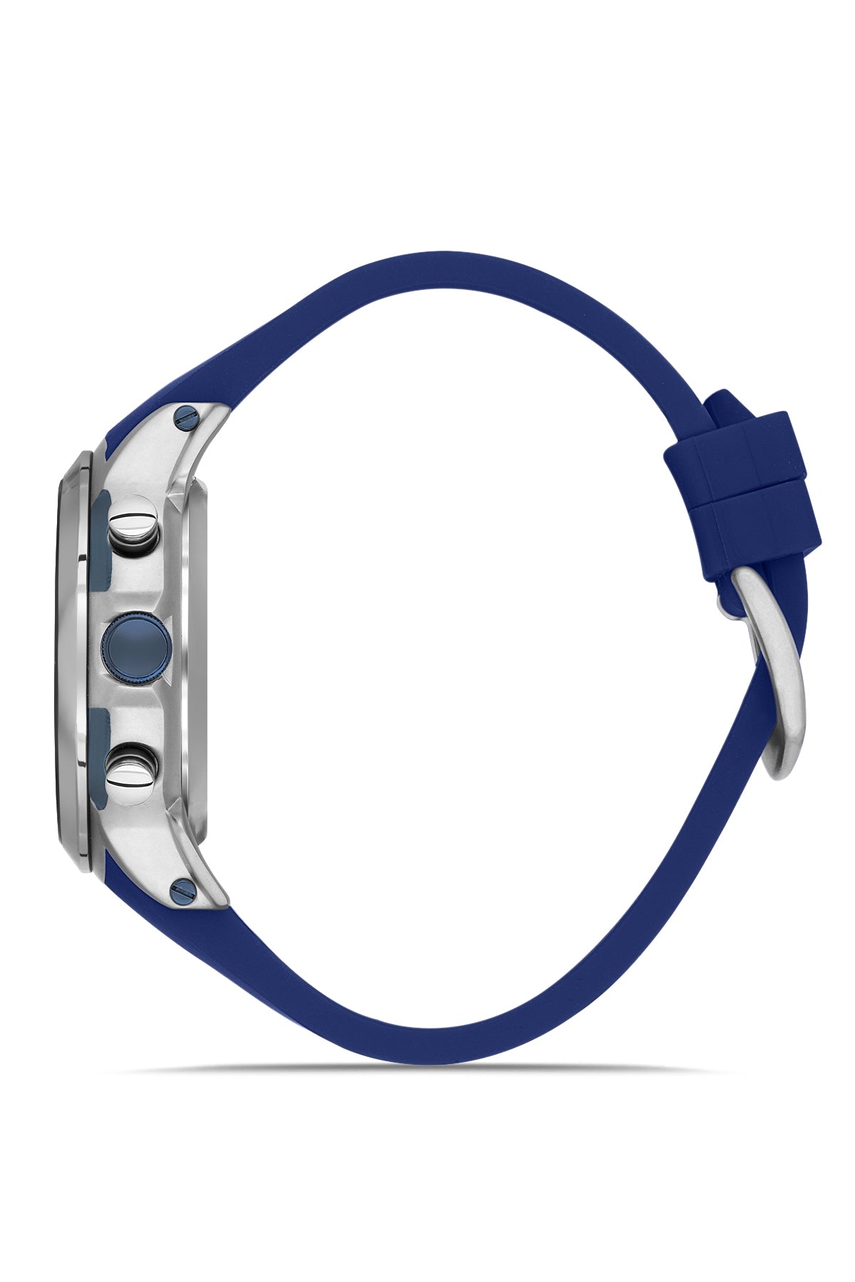 DAVID GUNER Lacivert Kadranlı Gümüş Kaplamalı Multifonksiyonlu Lacivert Silikon Kordonlu Erkek Kol Saati - DG-8654GD-L3