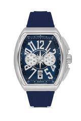 DAVID GUNER Gümüş Kaplama Mavi Kadranlı Multi Fonksiyonlu Erkek Kol Saati