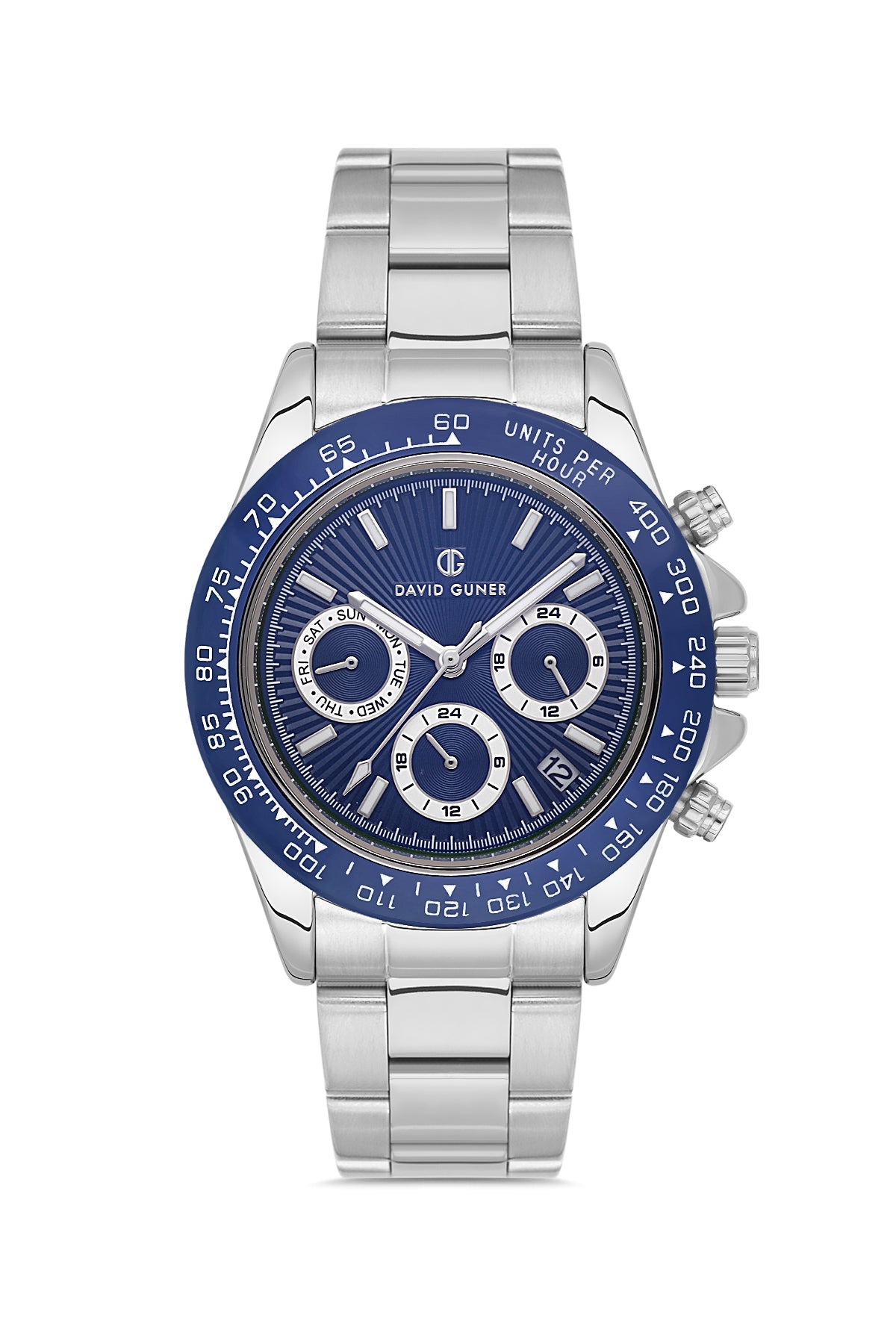 DAVID GUNER GÜMÜŞ KAPLAMALI MAVİ KADRANLI ERKEK KOL SAATİ DG-8711GA-A3