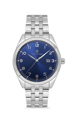 DAVID GUNER GÜMÜŞ KAPLAMALI MAVİ KADRANLI ERKEK KOL SAATİ - DG-8733GA-A3