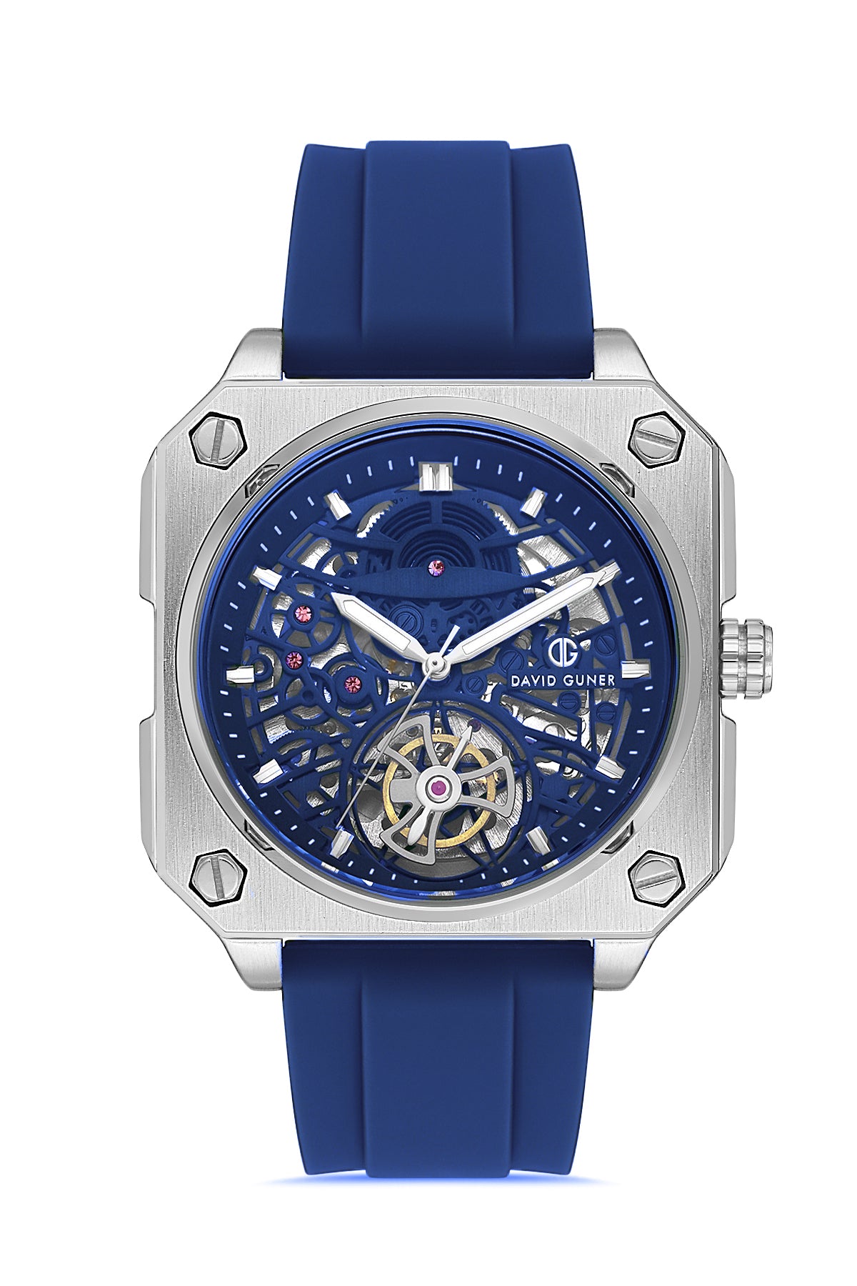 DAVID GUNER Gümüş Kaplamalı Mavi Kadranlı Erkek Kol Saati - DG-8736GD-L3