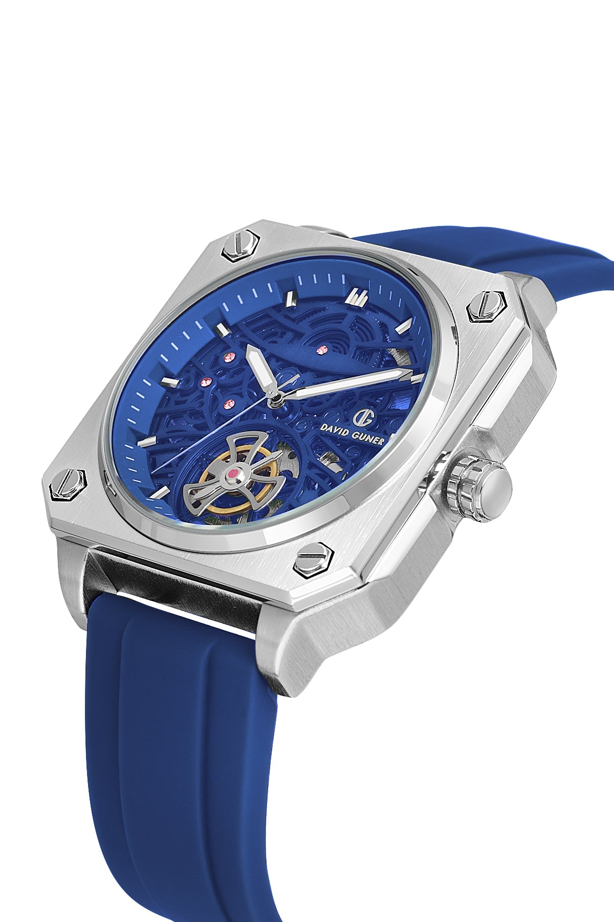 DAVID GUNER Gümüş Kaplamalı Mavi Kadranlı Erkek Kol Saati - DG-8736GD-L3
