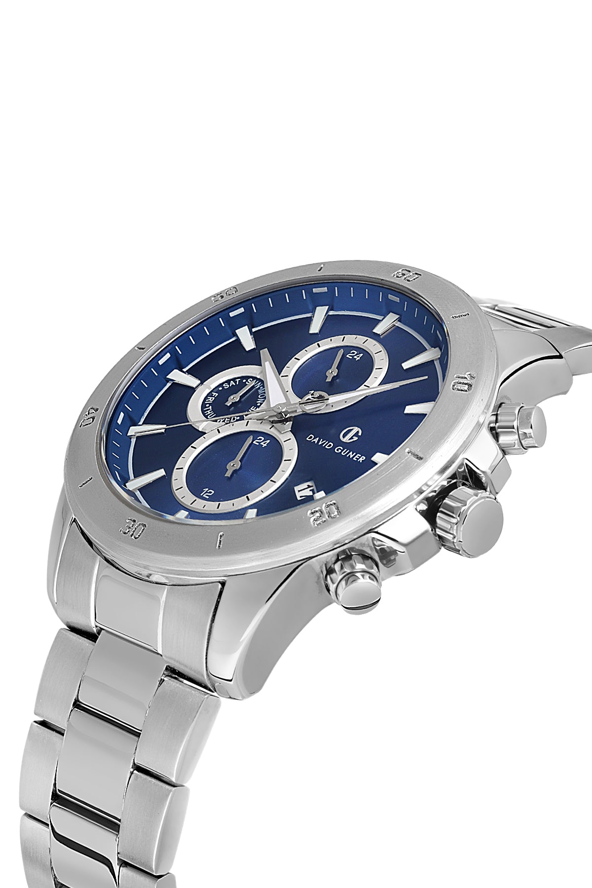 DAVID GUNER GÜMÜŞ KAPLAMALI MAVİ KADRANLI ERKEK KOL SAATİ - DG-8742GA-A3