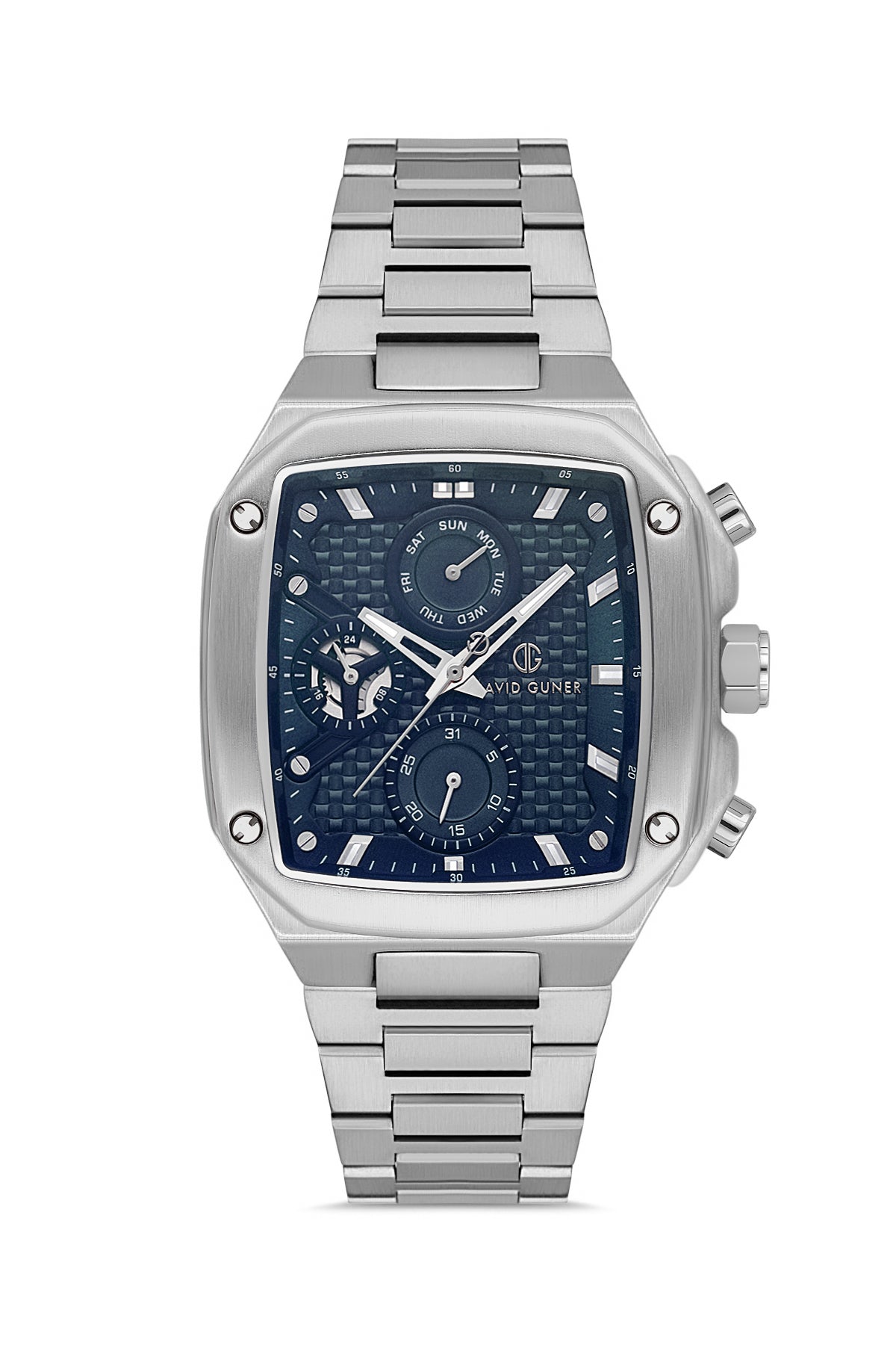 DAVID GUNER Mavi Kadranlı Gümüş Kaplama Erkek Kol Saati