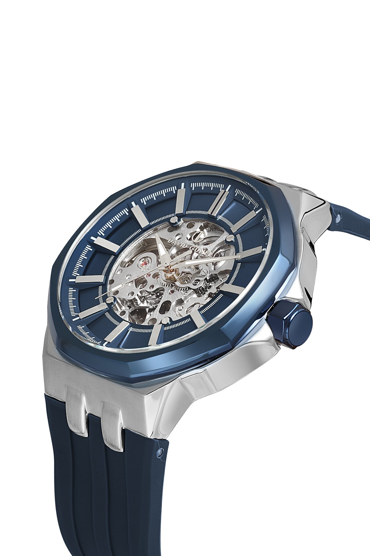 DAVID GUNER Gümüş Kaplamalı Mavi Kadranlı Erkek Kol Saati - DG-8823GD-L3