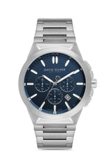 DAVID GUNER GÜMÜŞ KAPLAMALI MAVİ KADRANLI ERKEK KOL SAATİ DG-8864GA-A3