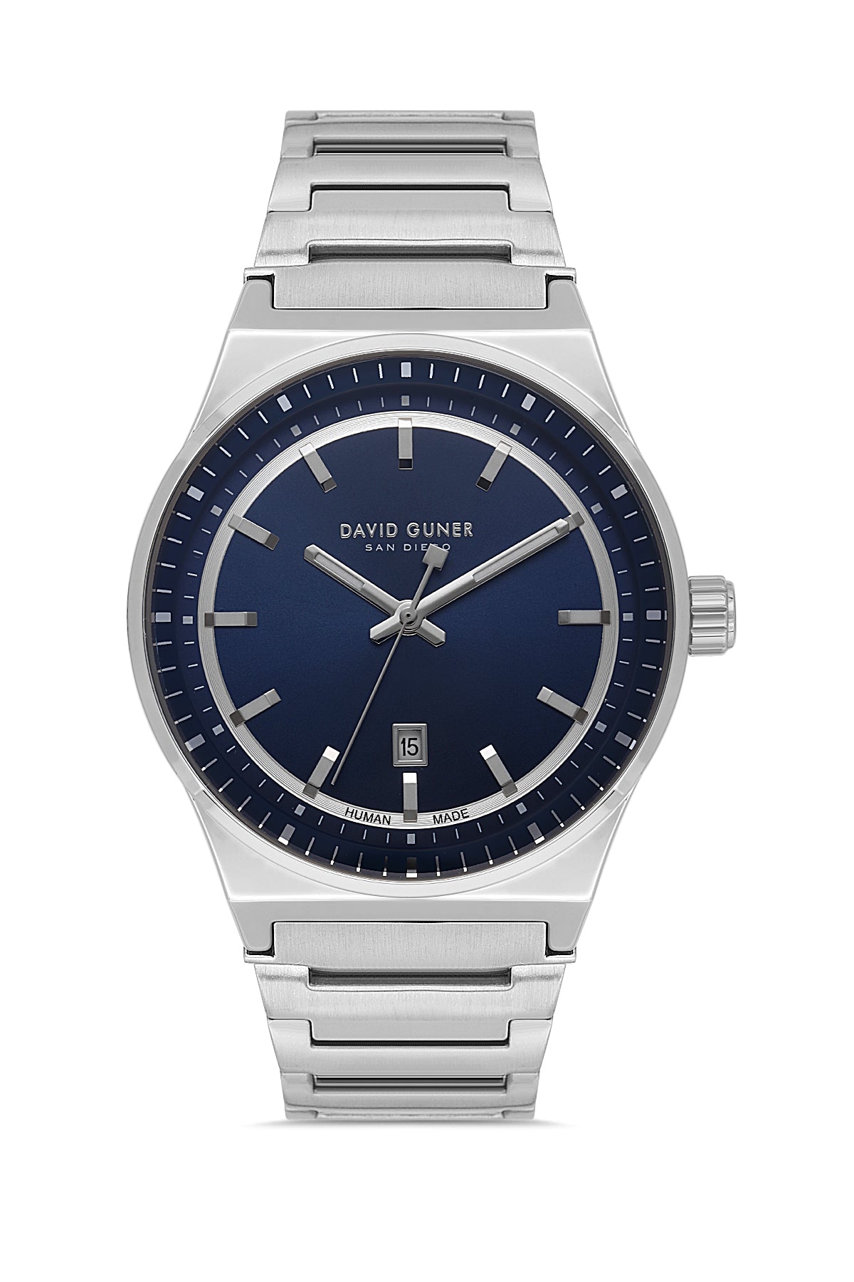 DAVID GUNER Gümüş Kaplamalı Mavi Kadranlı Erkek Kol Saati - DG-8890GA-A3