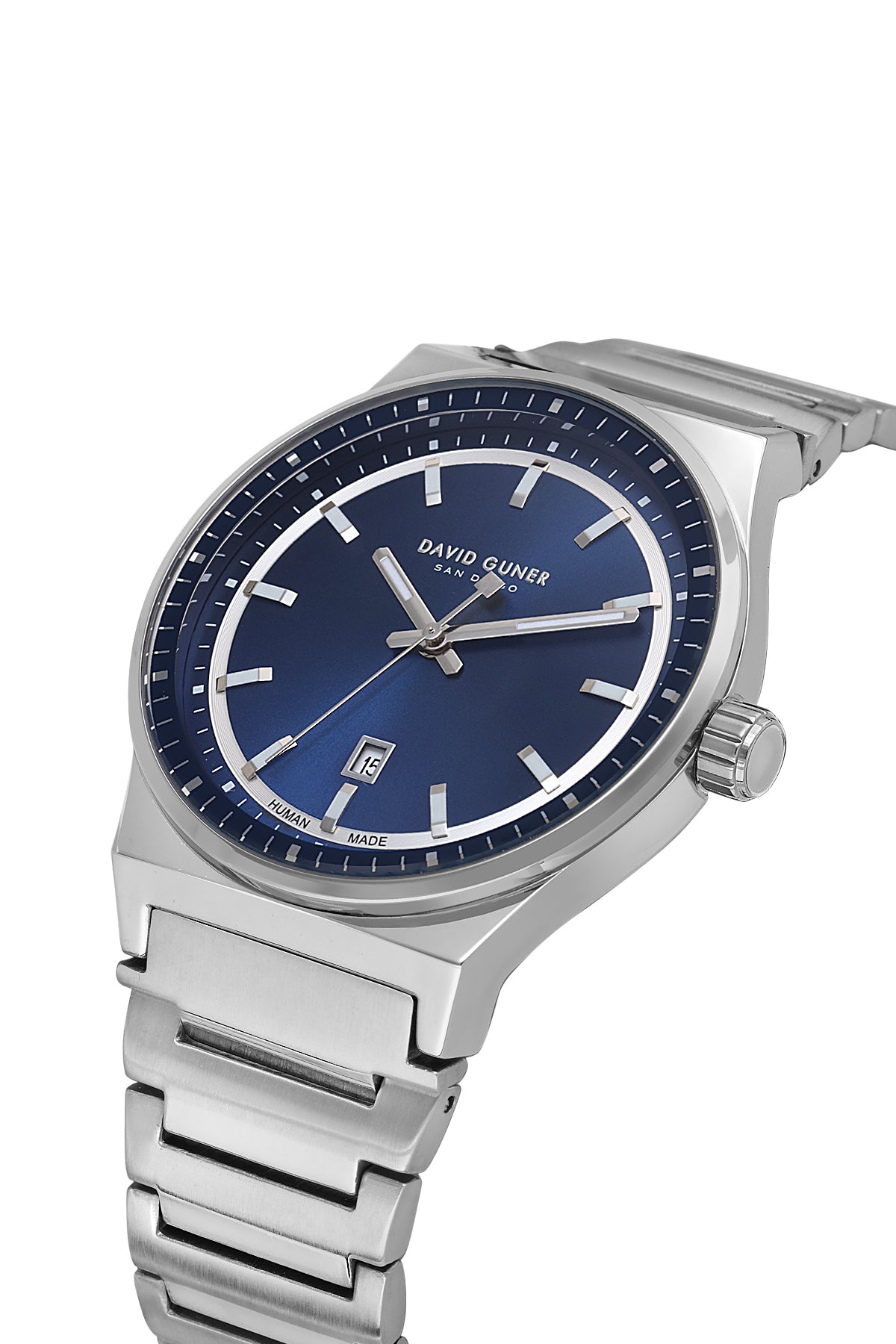 DAVID GUNER Gümüş Kaplamalı Mavi Kadranlı Erkek Kol Saati - DG-8890GA-A3