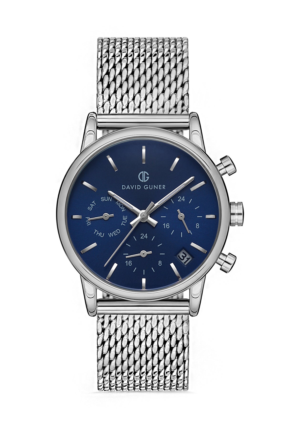 DAVID GUNER GÜMÜŞ KAPLAMALI MAVİ KADRANLI KADIN KOL SAATİ - DG-8322LC-A3